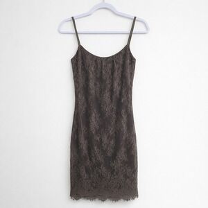 Brown Lace Slip Dress 6 Dark Taupe Forest Fairy Grunge Goblin Bojo Festival Boho